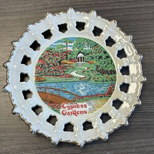Cypress Gardens FL Souvenir Plate Made In Japan Kenmar 8.5" Diameter Vtg 1970’s